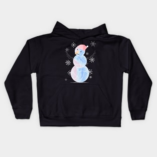 Cute Watercolor Pastel I Love Volleyball Snowman in light blue, pink and purple Kids Hoodie